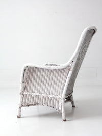 antique white wicker porch chair