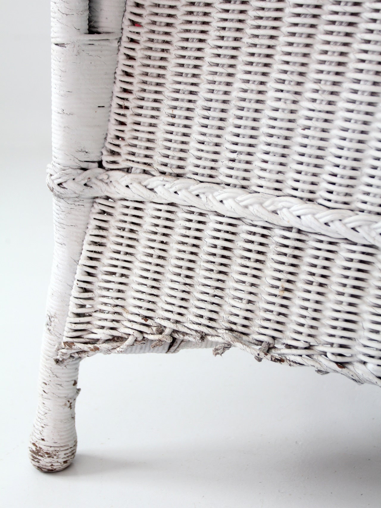 antique white wicker porch chair