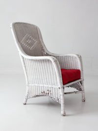 antique white wicker porch chair