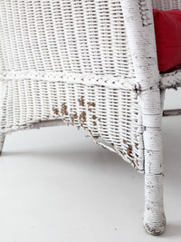 antique white wicker porch chair