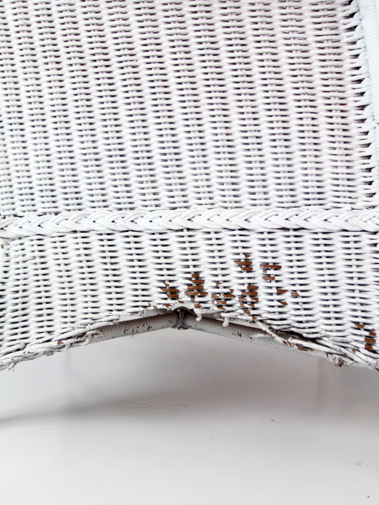 antique white wicker porch chair