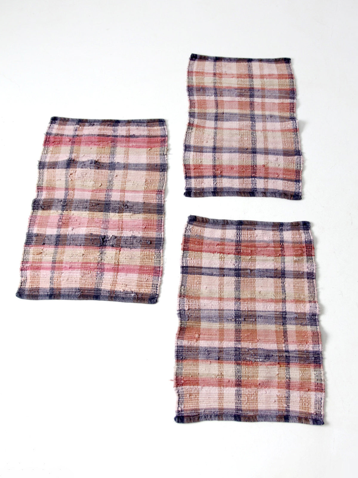 vintage plaid rag rugs | set of 3