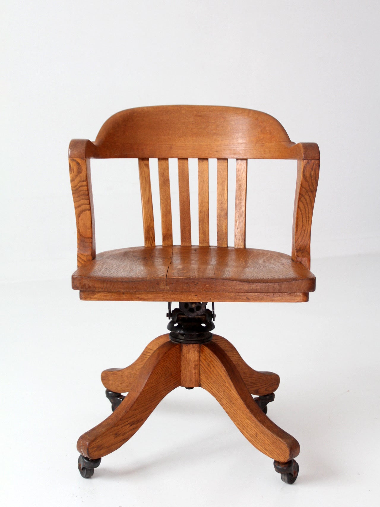 antique Gunlocke banker' swivel desk chair