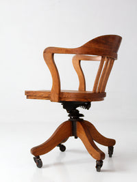 antique Gunlocke banker' swivel desk chair
