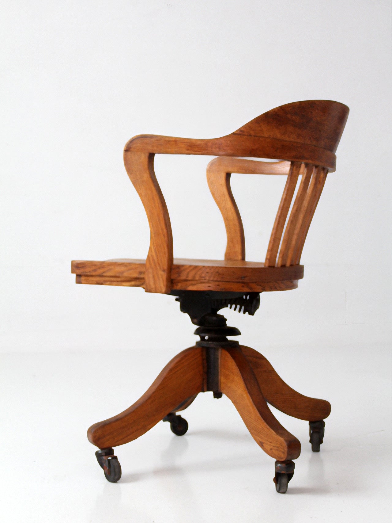 antique Gunlocke banker' swivel desk chair