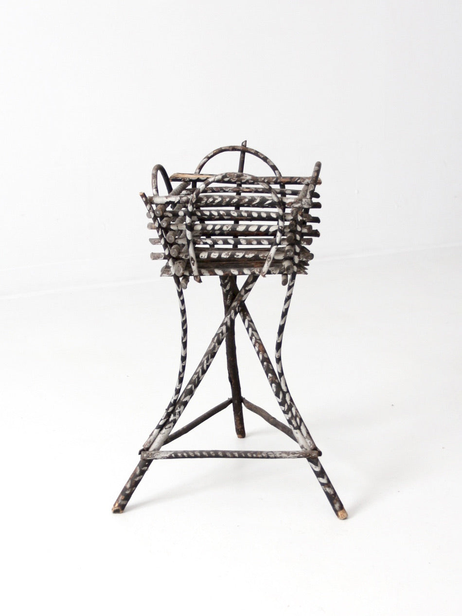antique Adirondack twig planter table