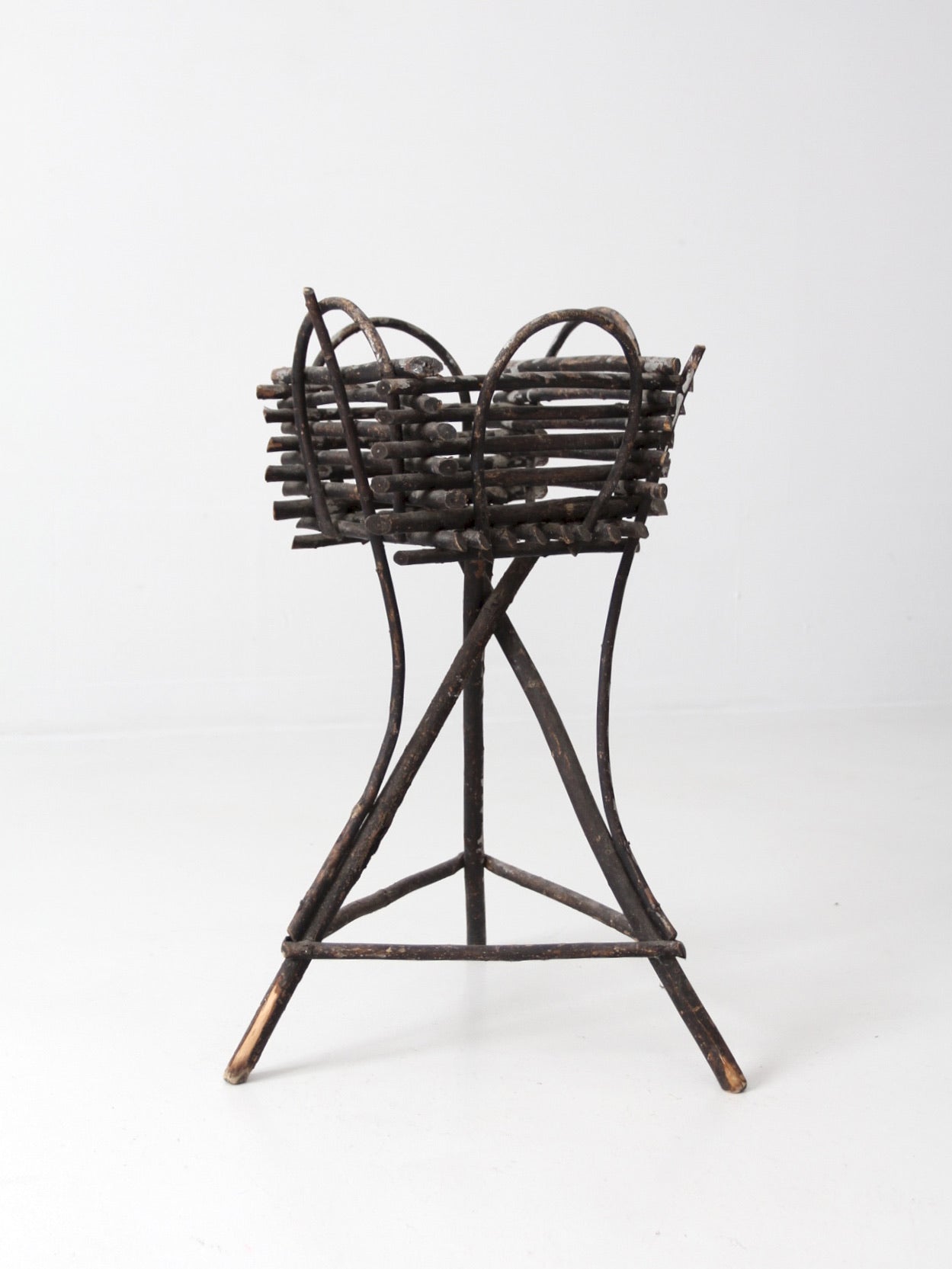 antique Adirondack twig planter table