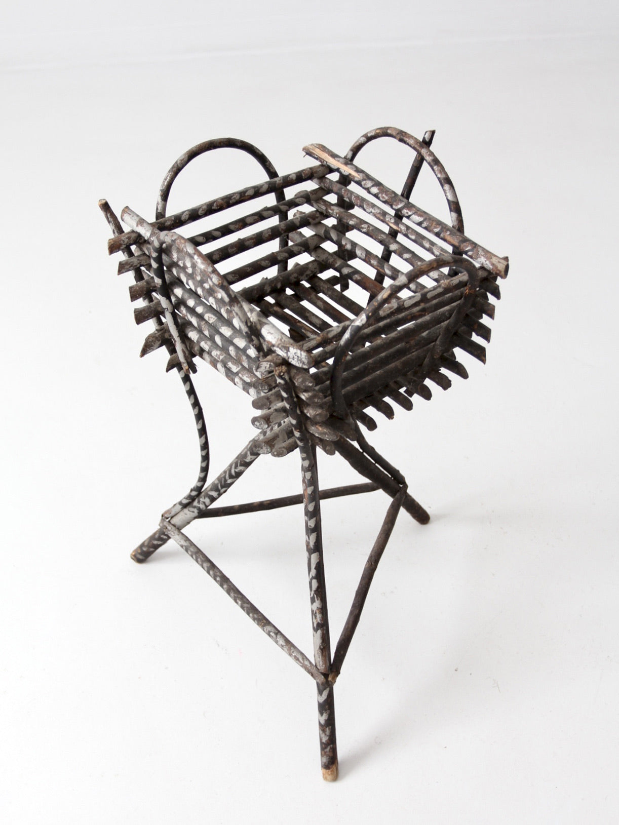 antique Adirondack twig planter table