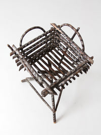 antique Adirondack twig planter table