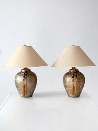 pair of vintage Chinoiserie style gilt ceramic table lamps