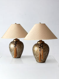 pair of vintage Chinoiserie style gilt ceramic table lamps