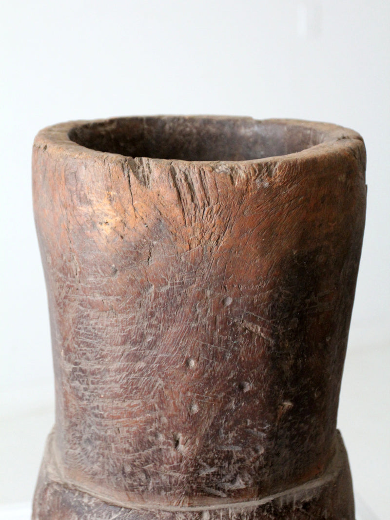 antique wooden mortar