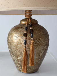 pair of vintage Chinoiserie style gilt ceramic table lamps