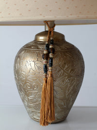 pair of vintage Chinoiserie style gilt ceramic table lamps