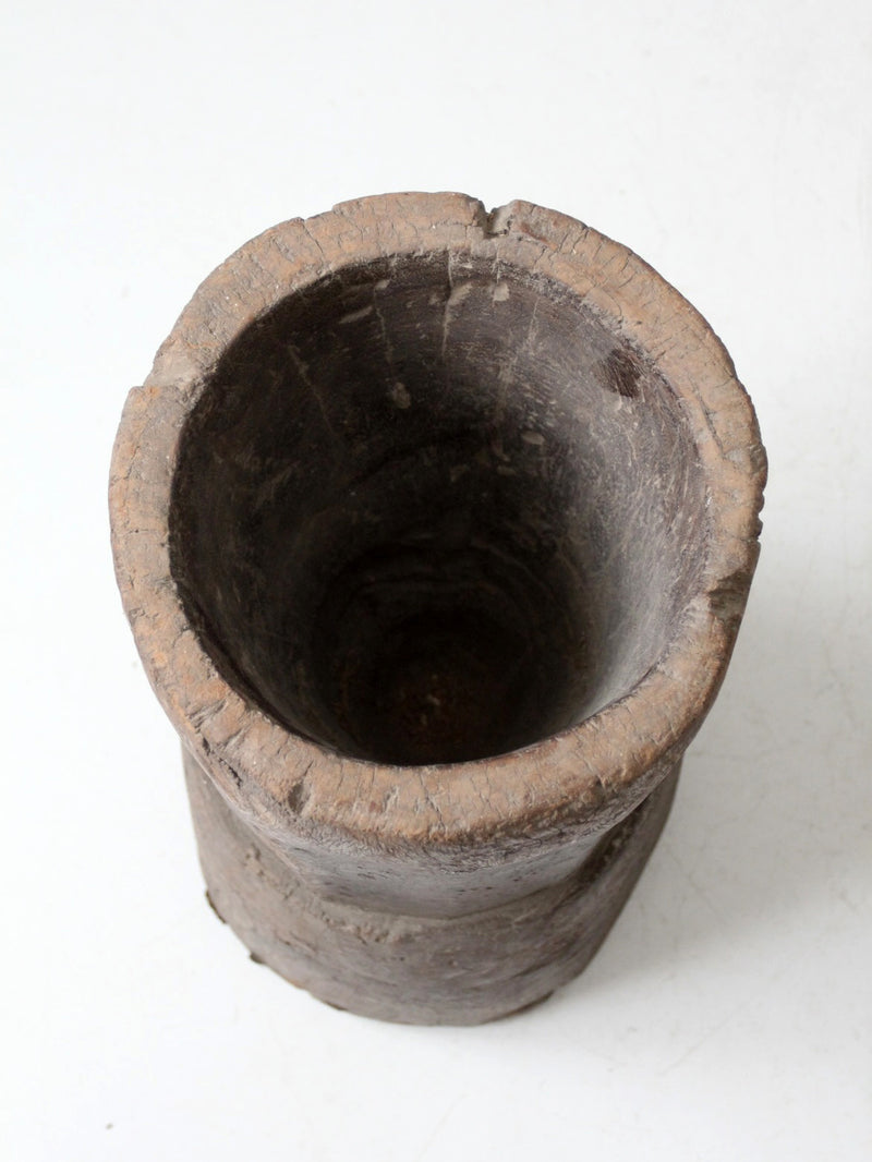 antique wooden mortar