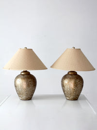 pair of vintage Chinoiserie style gilt ceramic table lamps