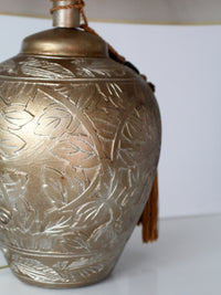 pair of vintage Chinoiserie style gilt ceramic table lamps