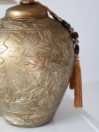 pair of vintage Chinoiserie style gilt ceramic table lamps