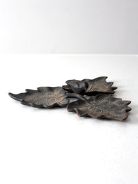 vintage cast metal bird and leaf tray