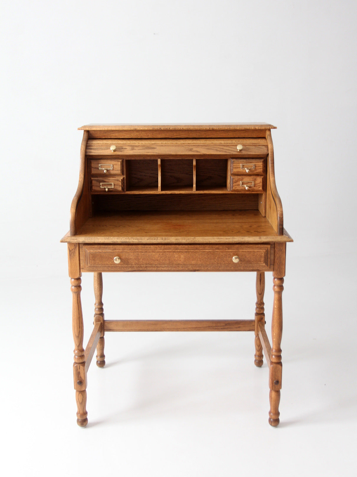 vintage oak roll top secretary desk