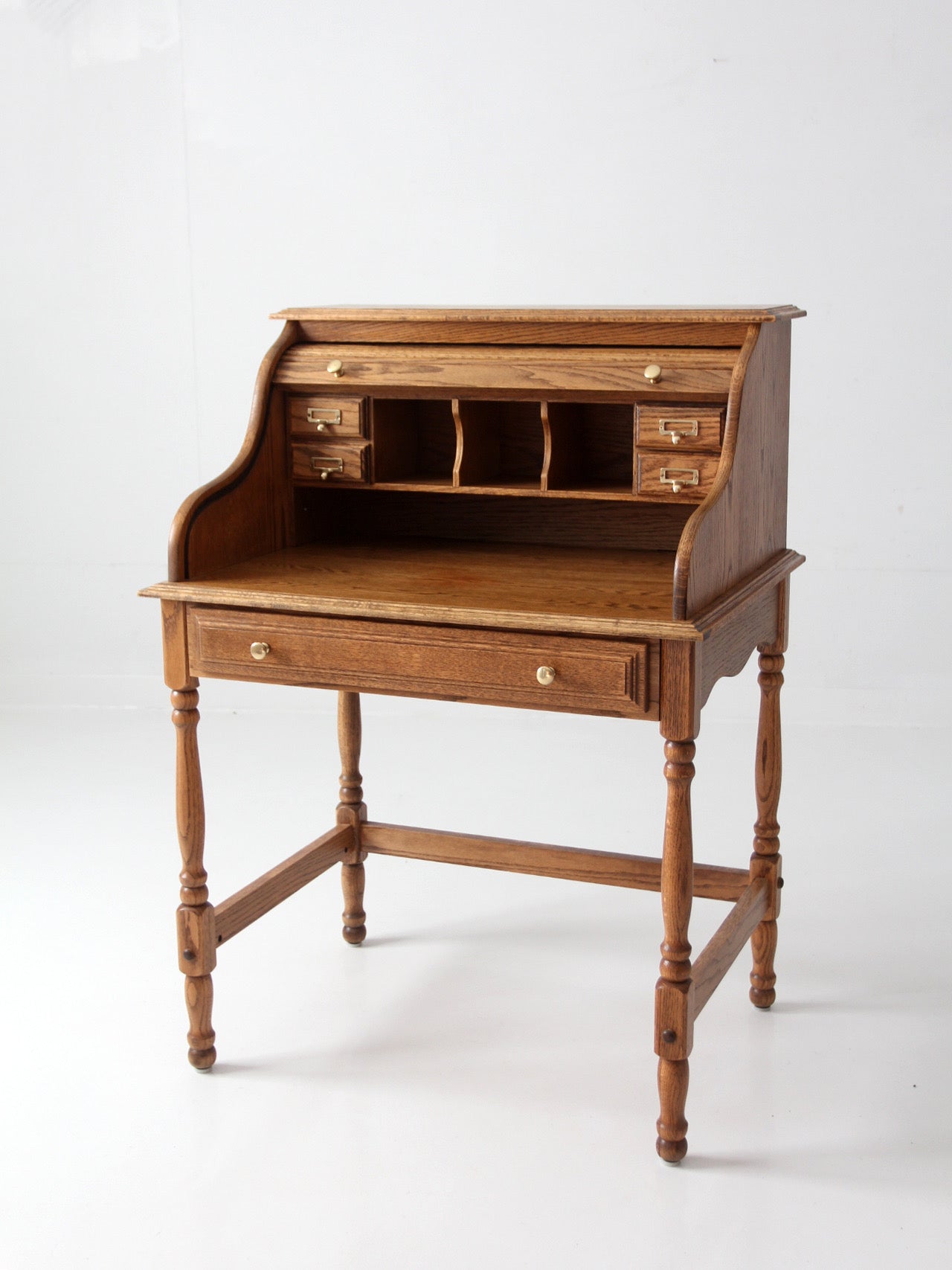 vintage oak roll top secretary desk