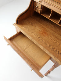 vintage oak roll top secretary desk