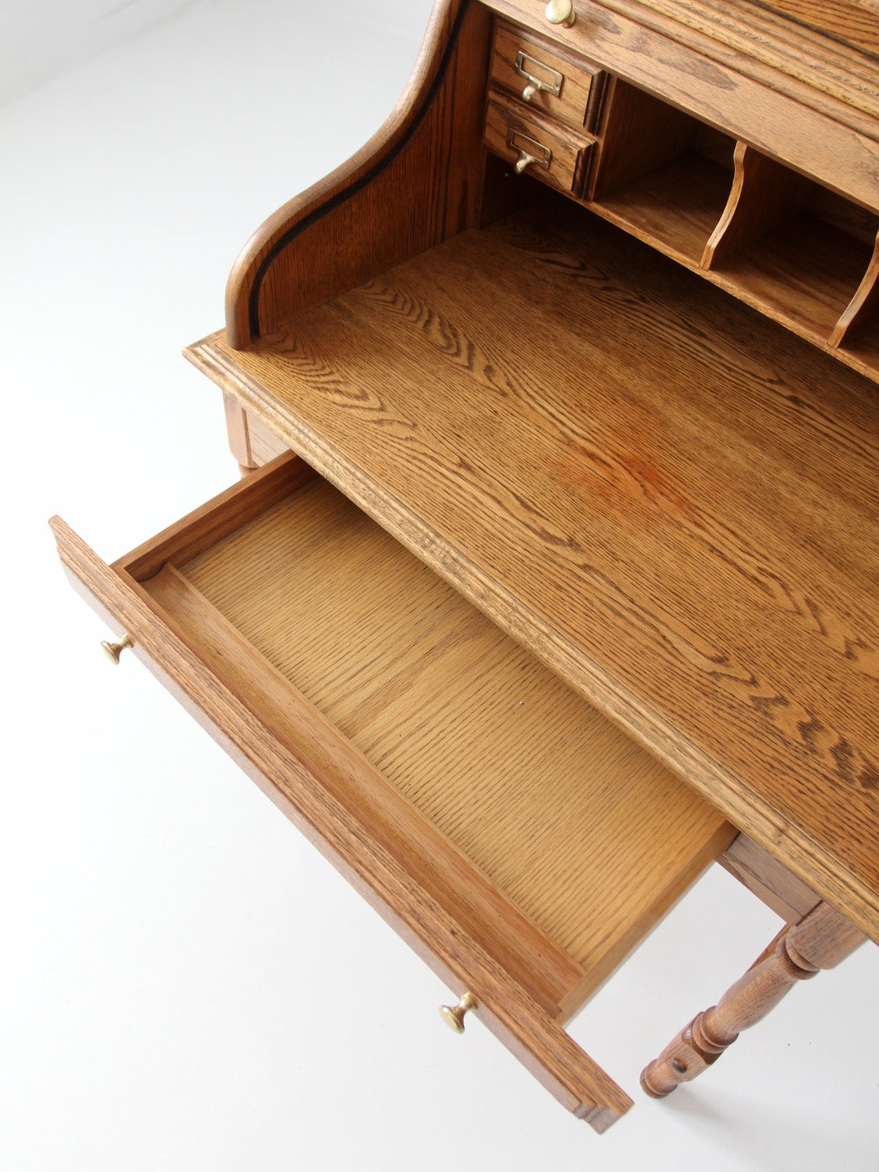 vintage oak roll top secretary desk