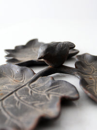 vintage cast metal bird and leaf tray