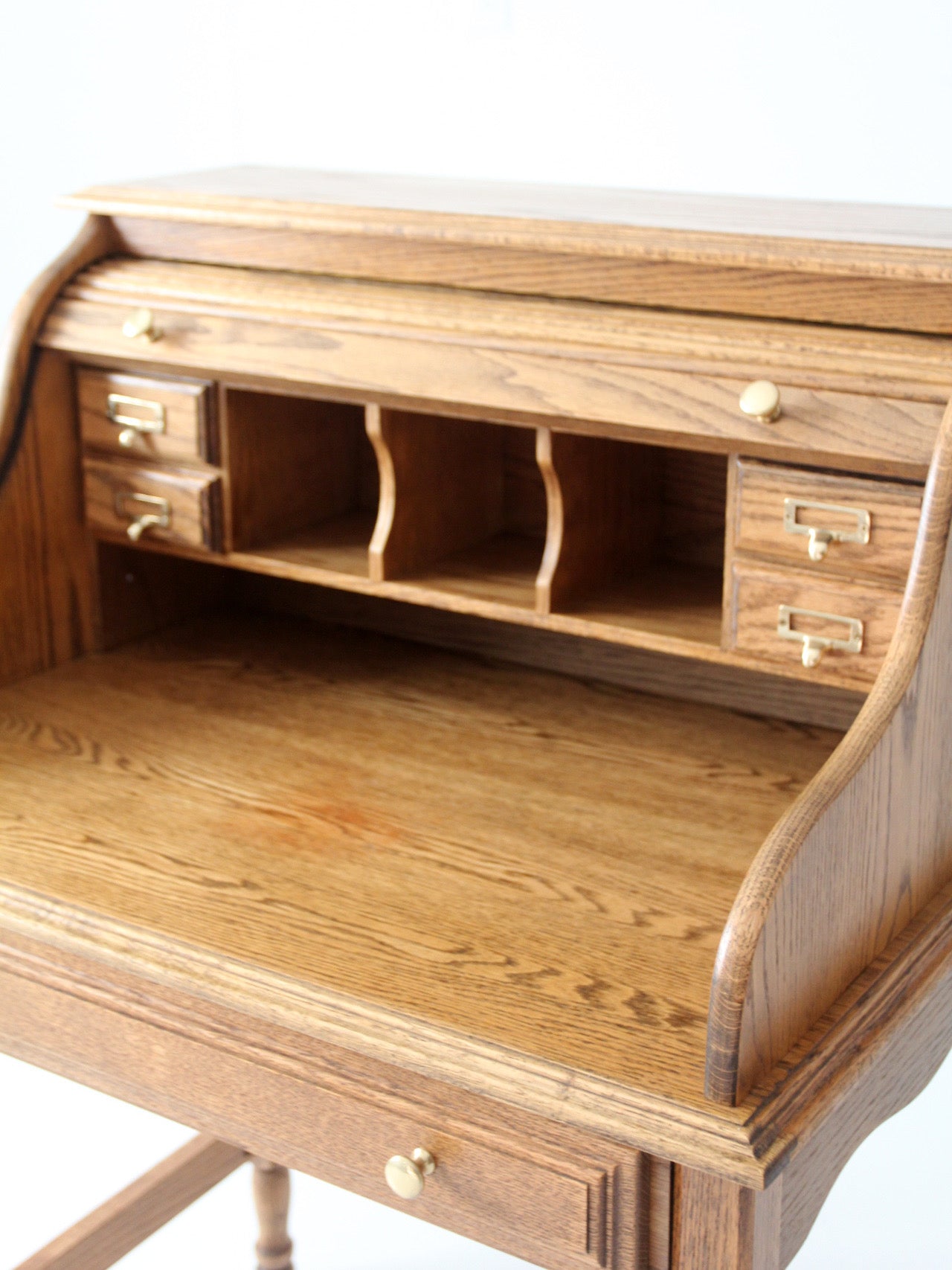 vintage oak roll top secretary desk