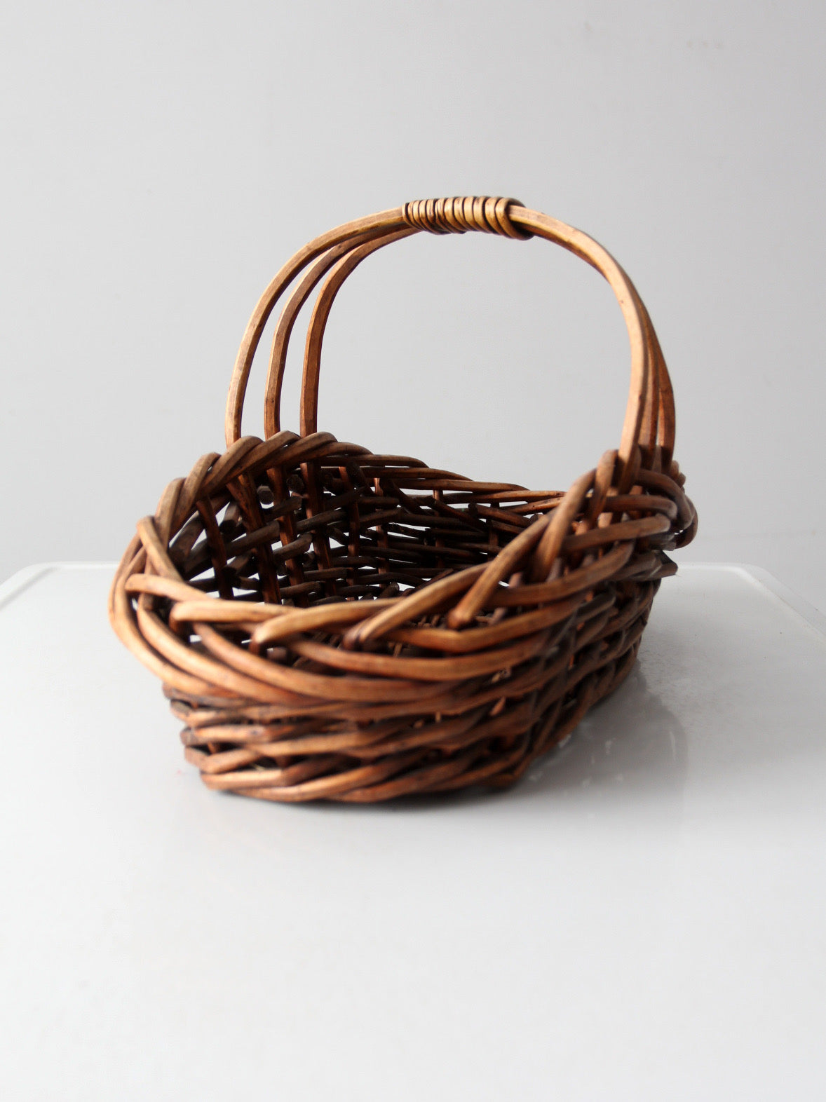 vintage rattan gathering basket