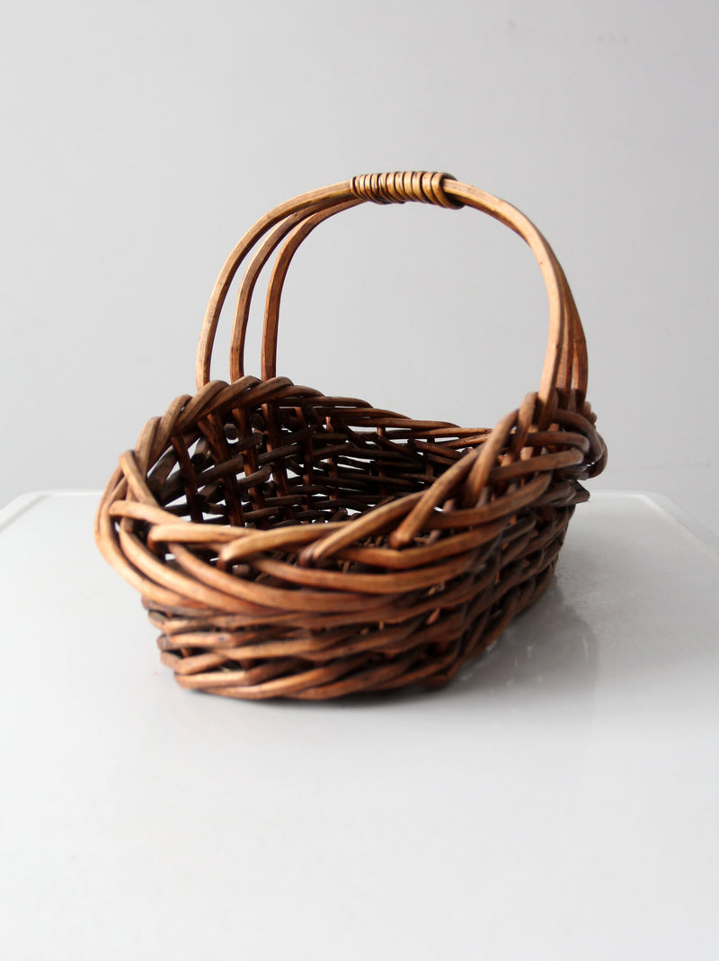 vintage rattan gathering basket