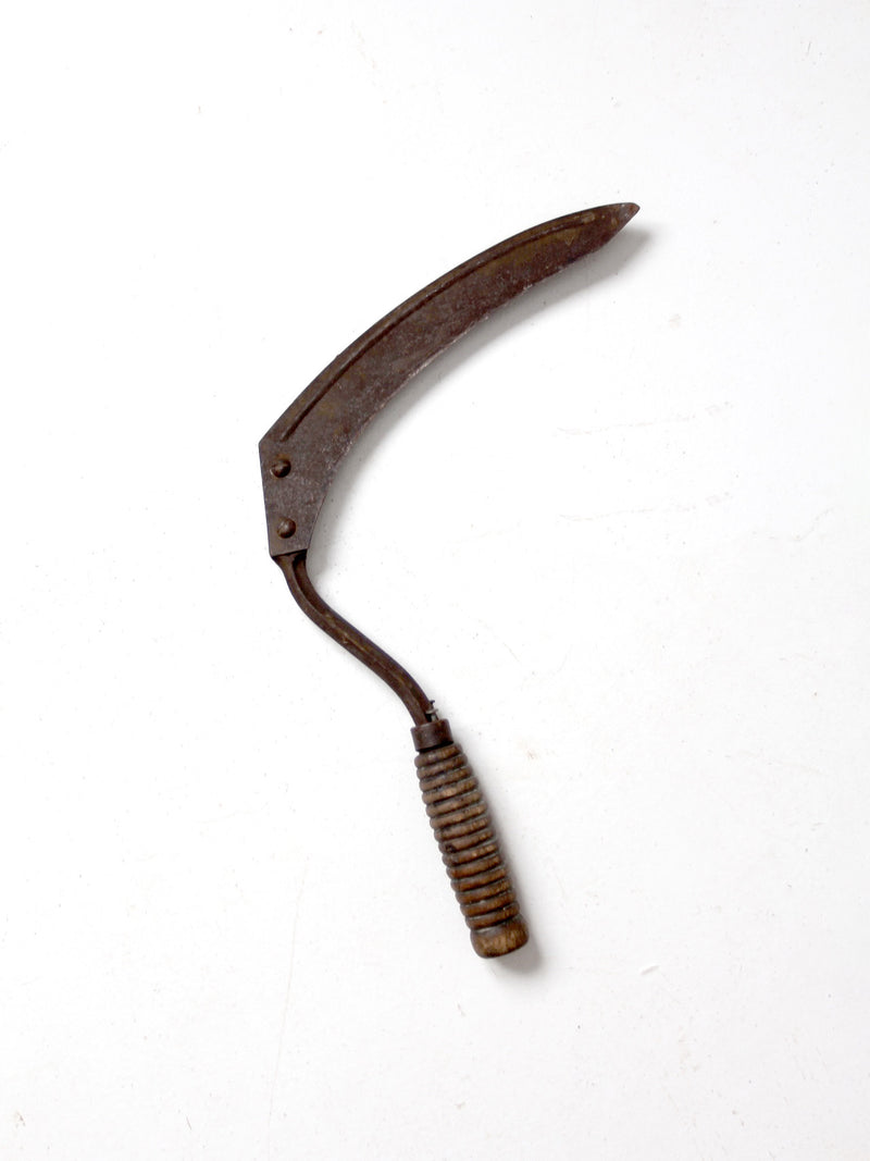antique primitive sickle, rustic hand tool