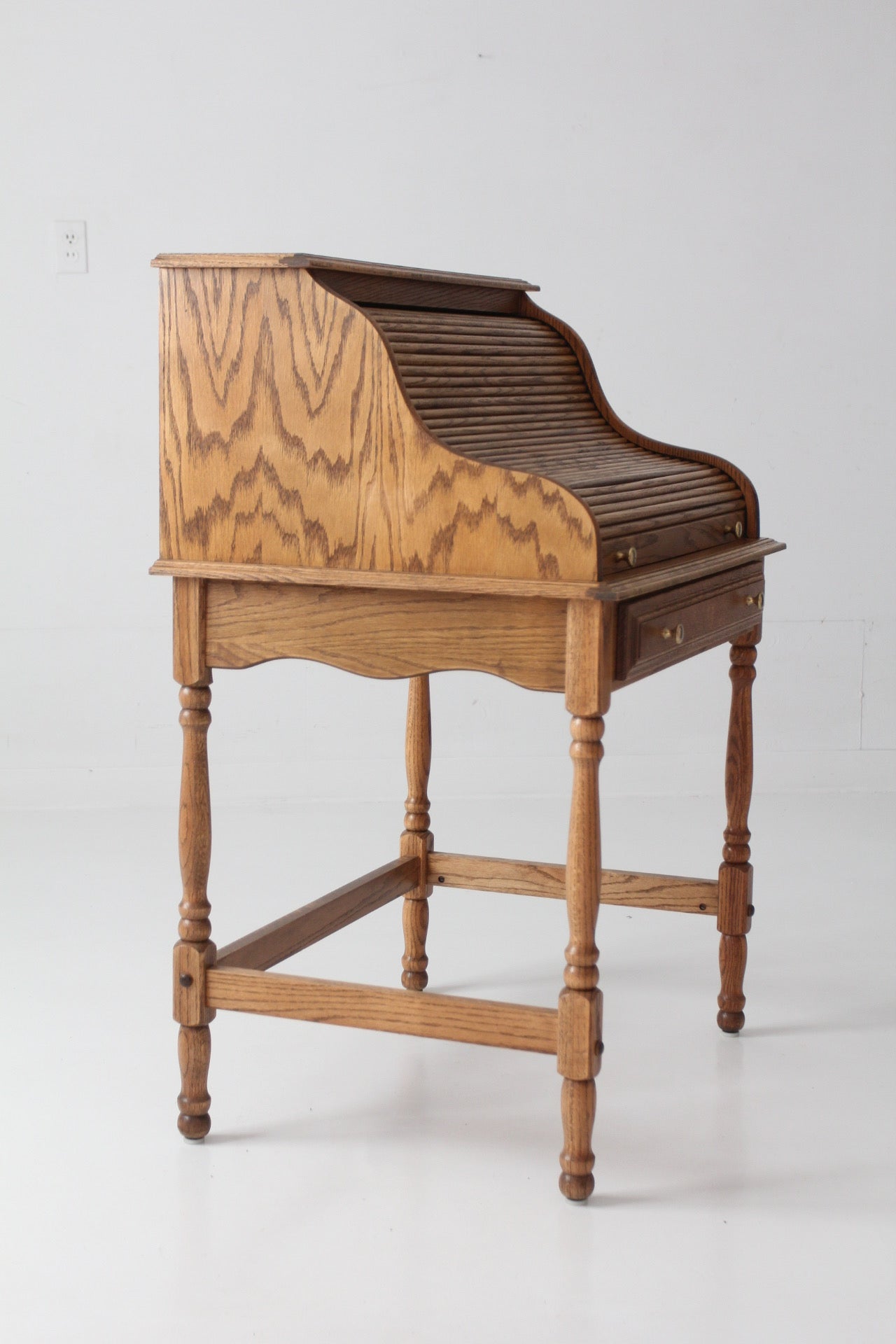 vintage oak roll top secretary desk