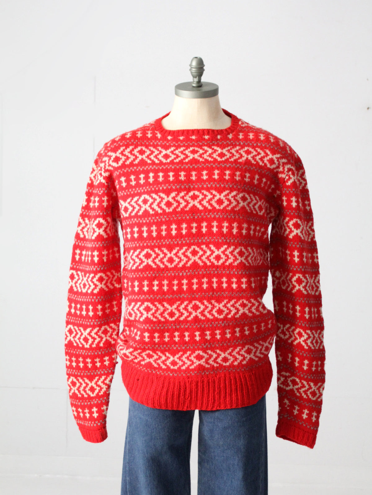 vintage hand-knit fair isle sweater