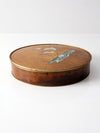 vintage 70s hand painted ducks wood veneer tin