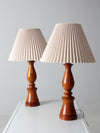 vintage turned wood table lamps pair