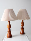 vintage turned wood table lamps pair