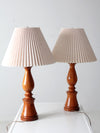 vintage turned wood table lamps pair