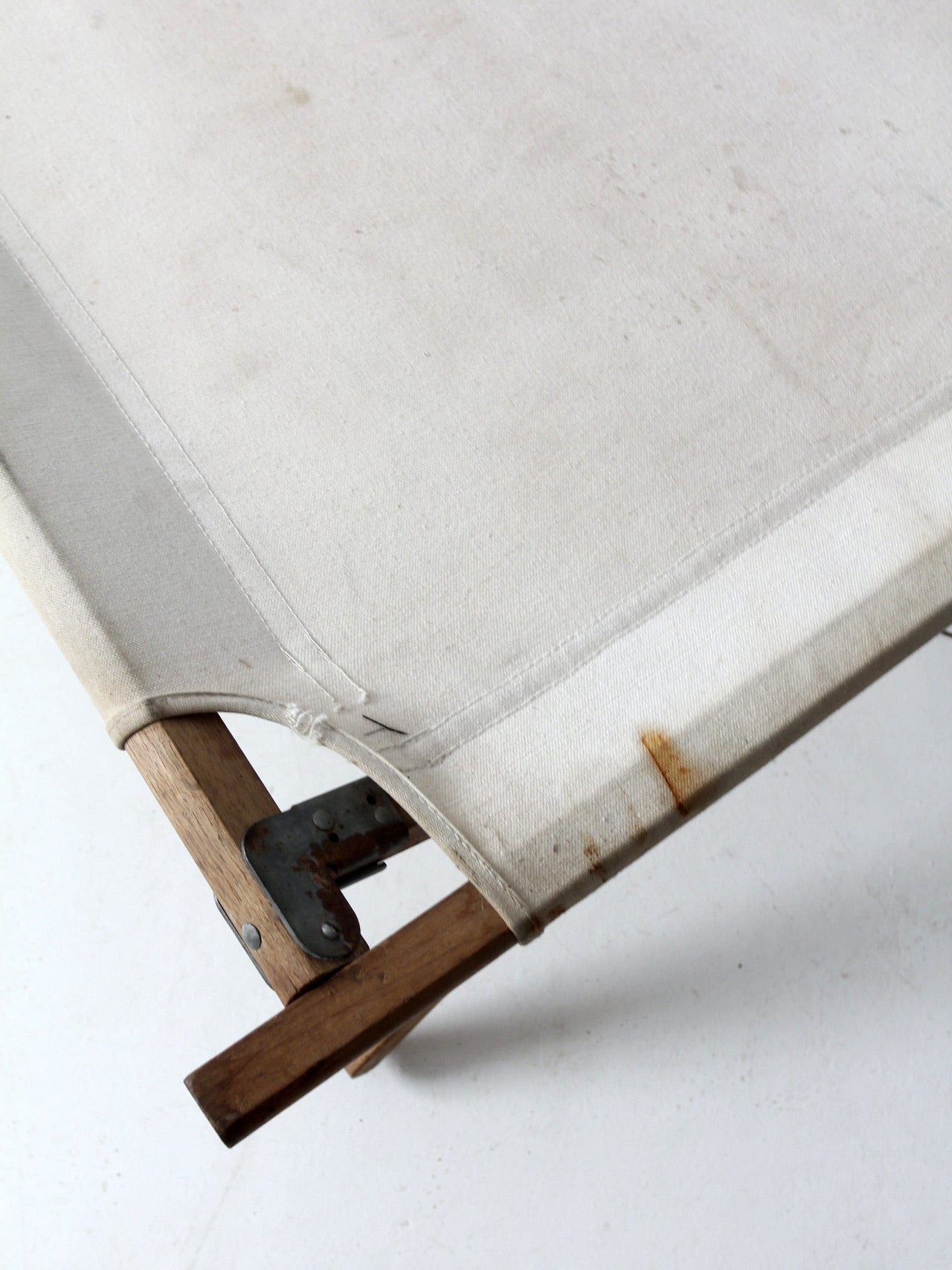 vintage wood & canvas x-frame cot – 86 Vintage