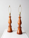 vintage turned wood table lamps pair
