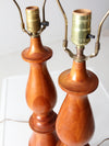 vintage turned wood table lamps pair