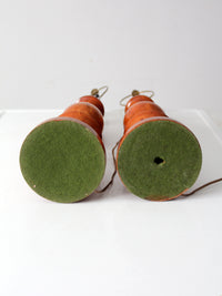 vintage turned wood table lamps pair