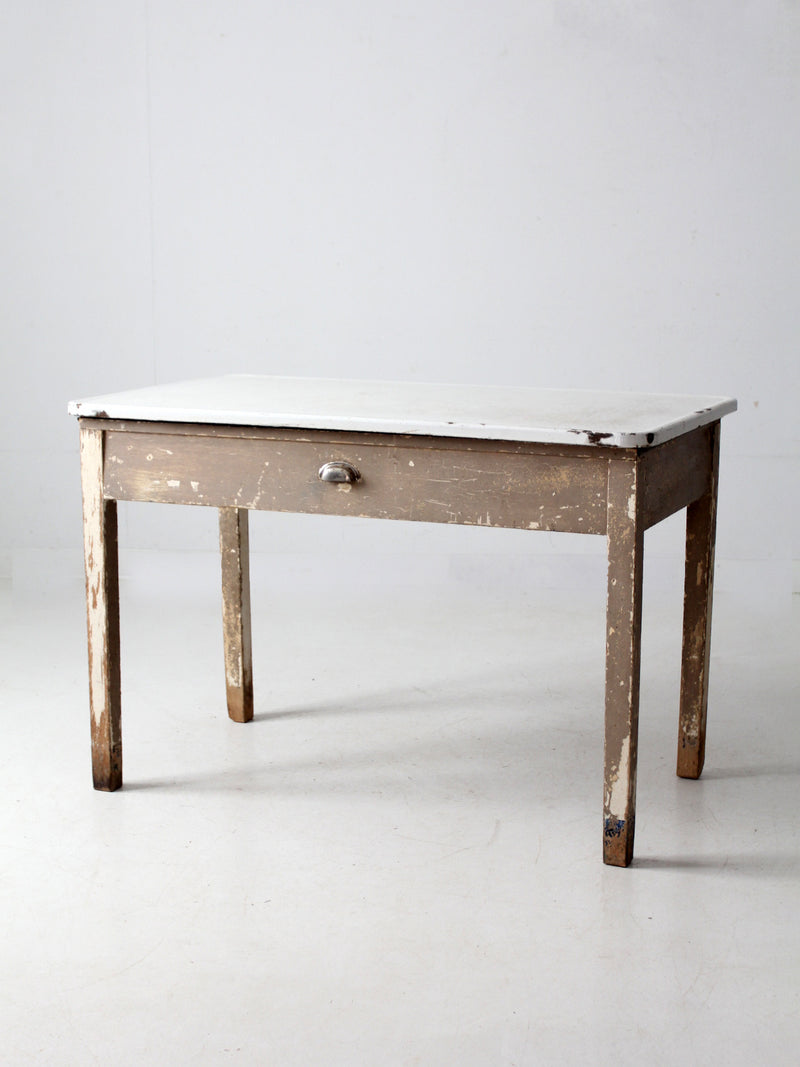 antique enamel top table with ironing board