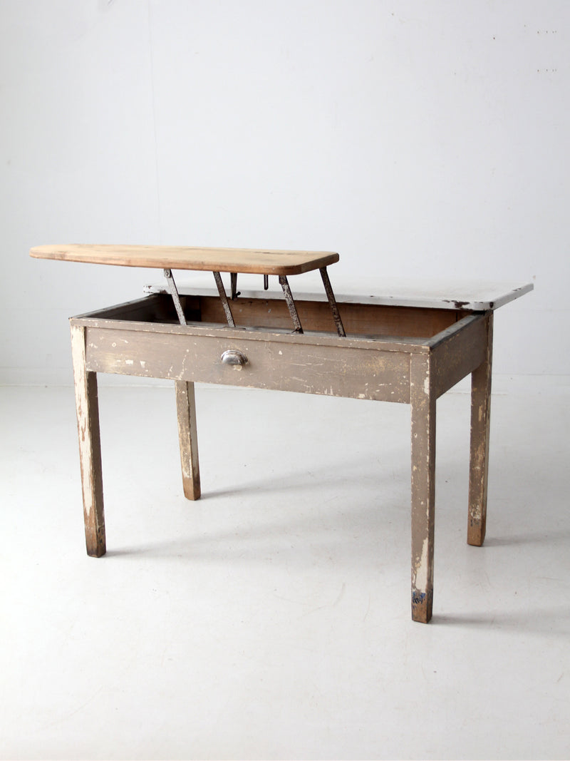 antique enamel top table with ironing board