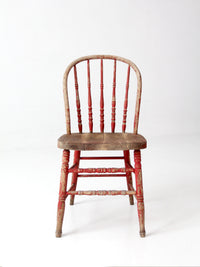 antique red Windsor spindle back farmhouse chair