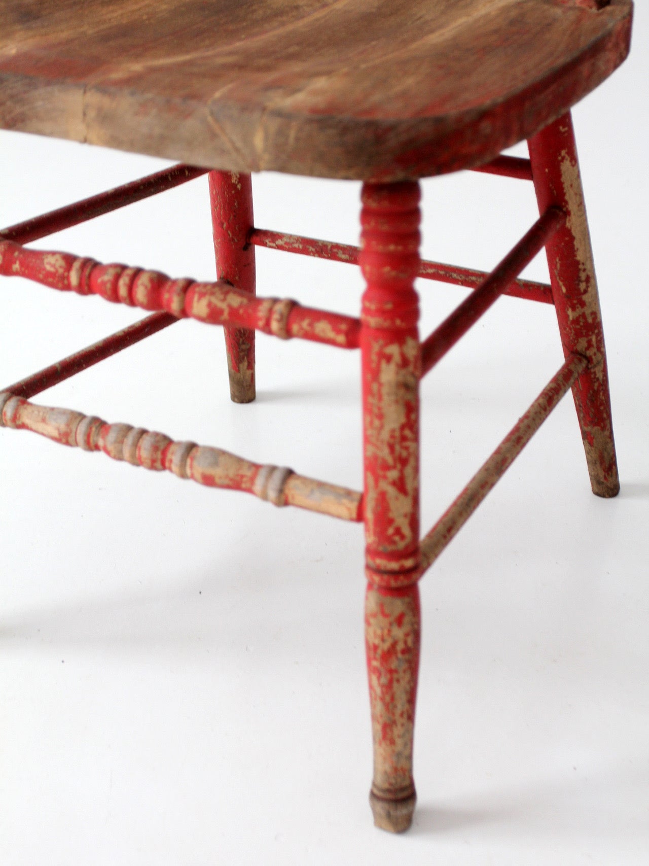 antique red Windsor spindle back farmhouse chair