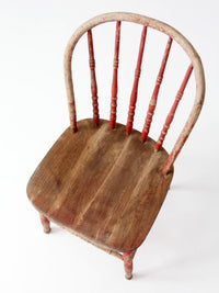 antique red Windsor spindle back farmhouse chair