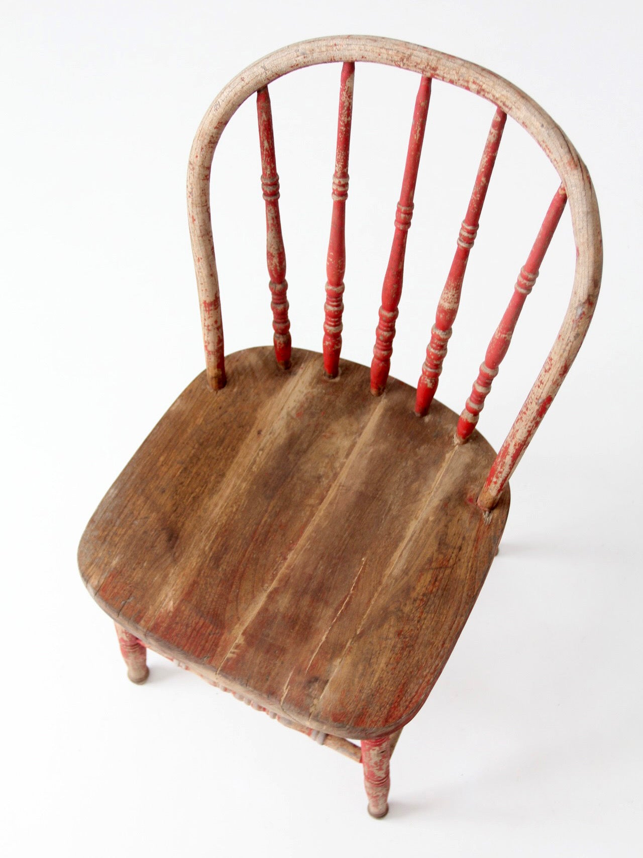 antique red Windsor spindle back farmhouse chair
