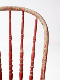 antique red Windsor spindle back farmhouse chair