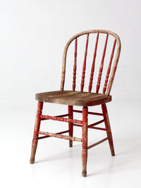 antique red Windsor spindle back farmhouse chair